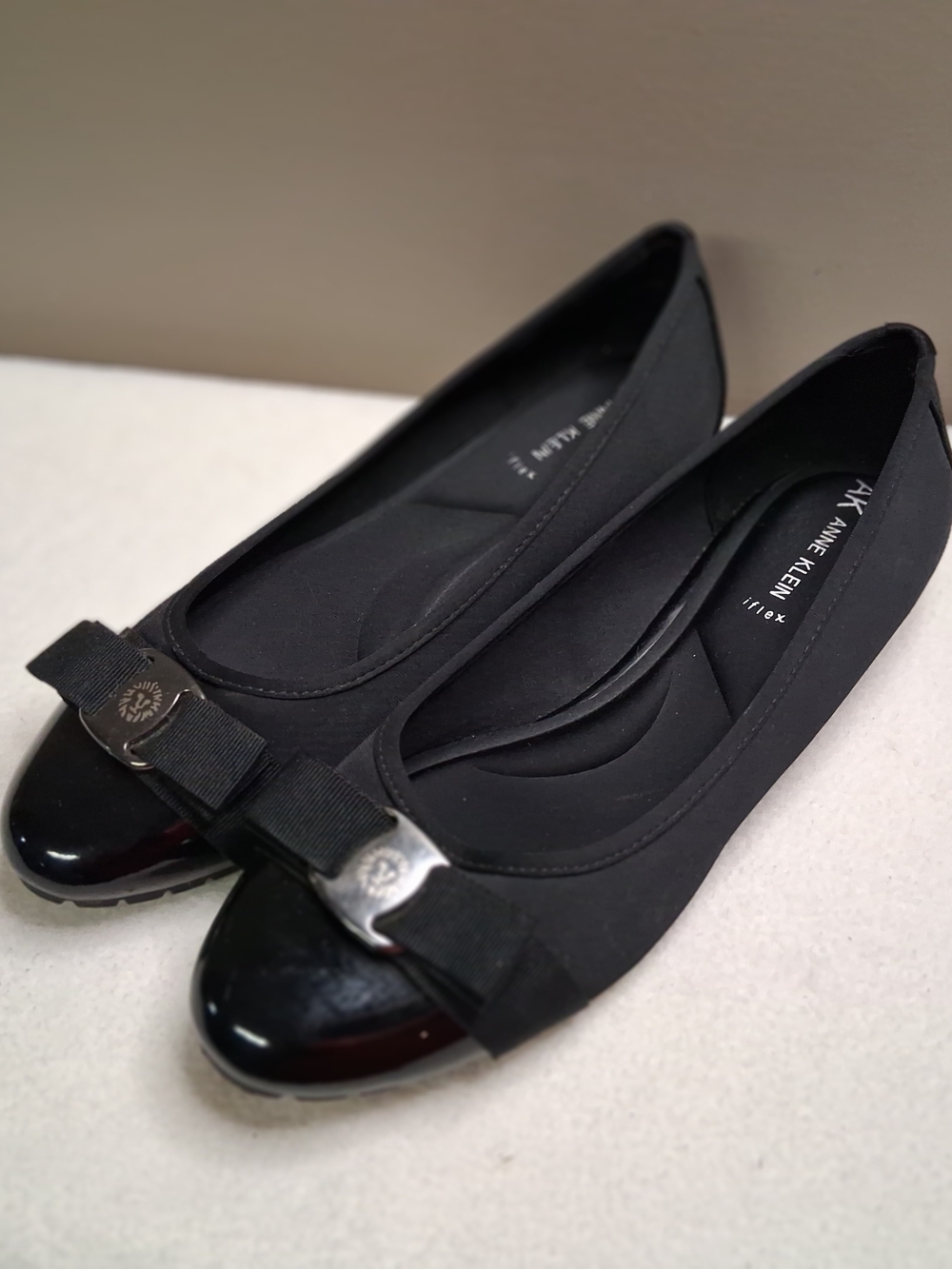 Anne Klein Black Bow-Accent Ballet Flats - Picture 2 of 5